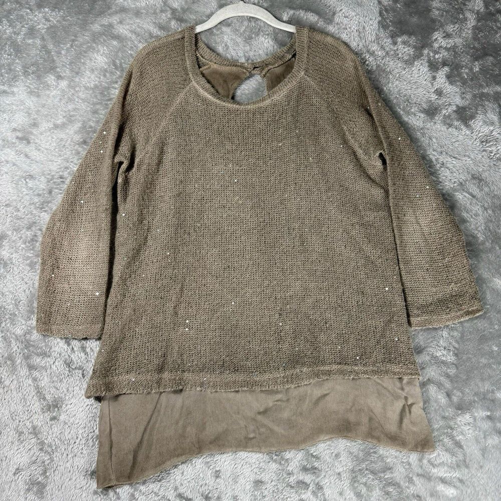 Mohair Sweater Womens M Beige Sparkle Lightweight Neutral Night Out Italy Modest